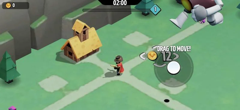 Kidd standing in the forest village at the start of the night