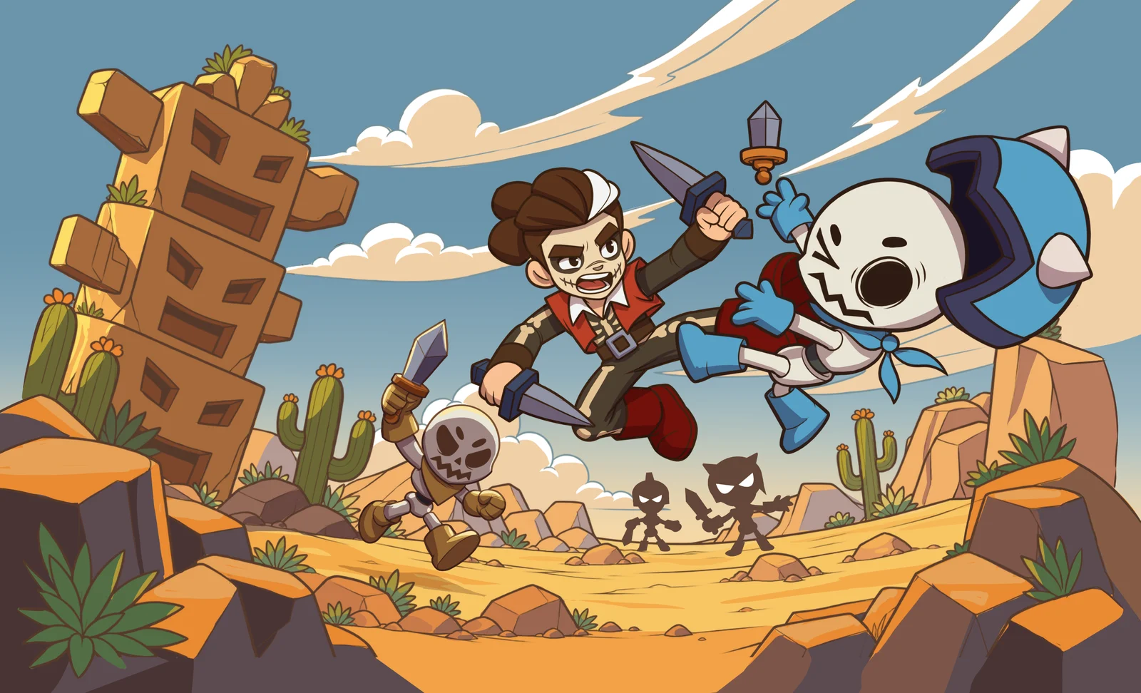 Vlad in his Halloween skin fighting skeletons in Hellsing Trials